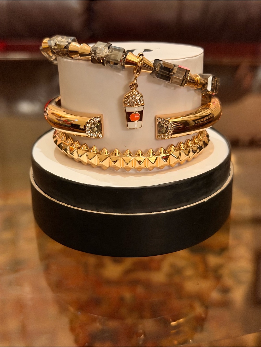 Bomb Party NWT! “Cuppa Moonlight” Pumpkin Latte Gold Plated Stack!